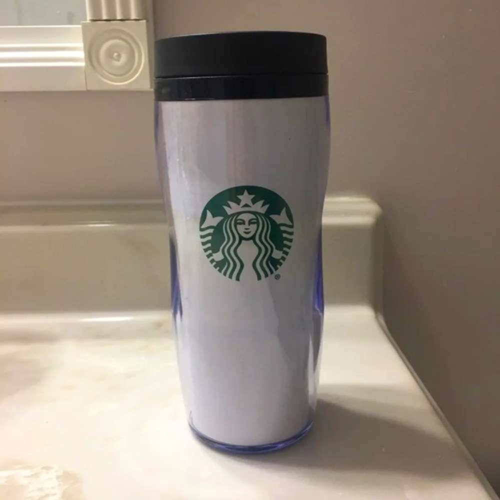 Plain white Starbucks tumbler